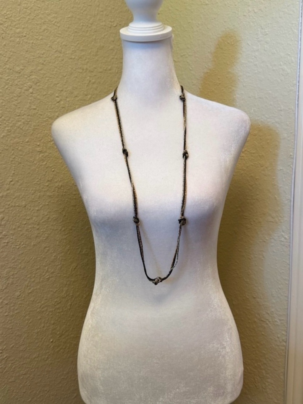 Vintage Silver & Gold Tone Rope-Style Chains Knotted Multi-Strand Long Necklace
